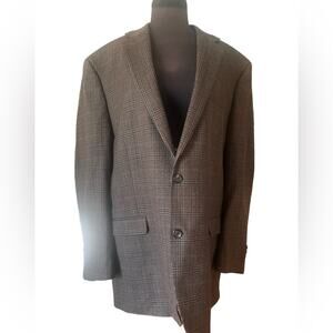 Lauren Ralph Lauren Plaid Classic Houndstooth Two Button Preppy Wool Blazer 46L